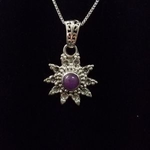 Purple Jade with 925 Sterling Silver Box Chain